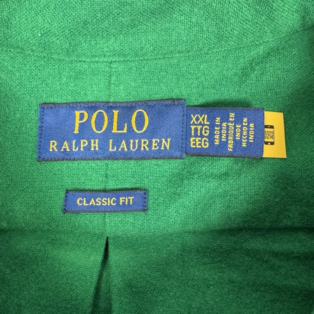 Polo Ralph Lauren Chamois Sport Shirt Men's 2XL‎ Classic Fit Green Button Front